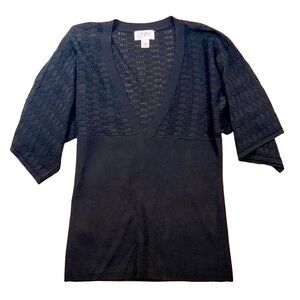 LOFT | Textured V-Neck Knit Top | Short Sleeve Classic Sweater